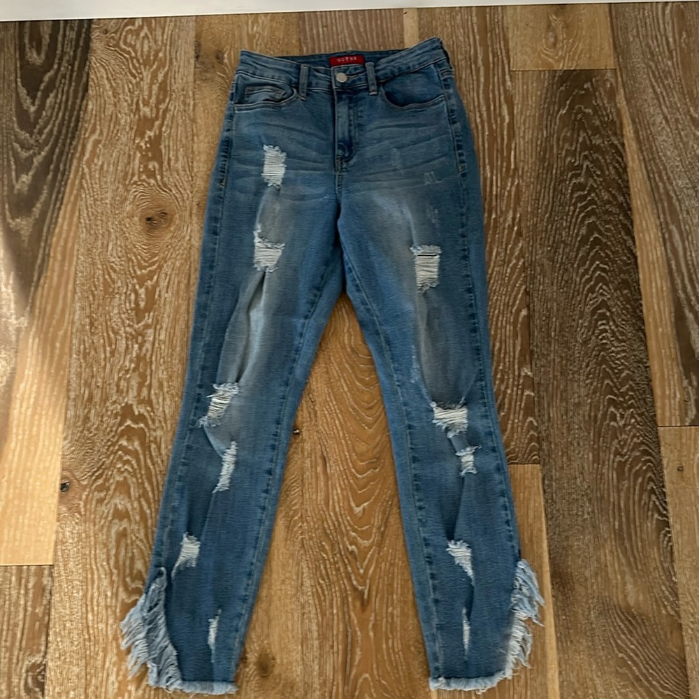 GUESS Jeans, distressed high rise stretch. Size 25/0.